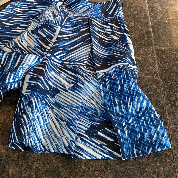 Milly Scribble Print full a-line  Midi Culotte Skirt Blue-White 33411 - Picture 11 of 12